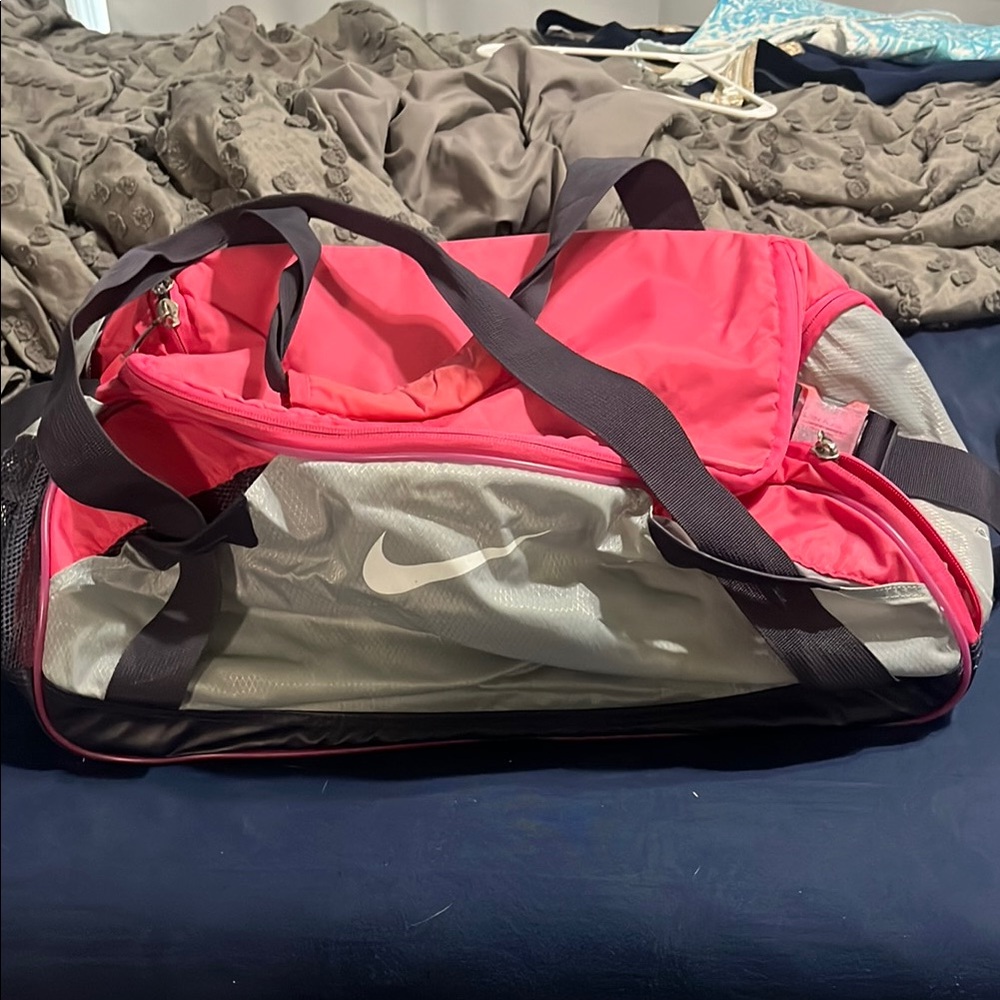 Nike Pink and Gray Duffel Bag